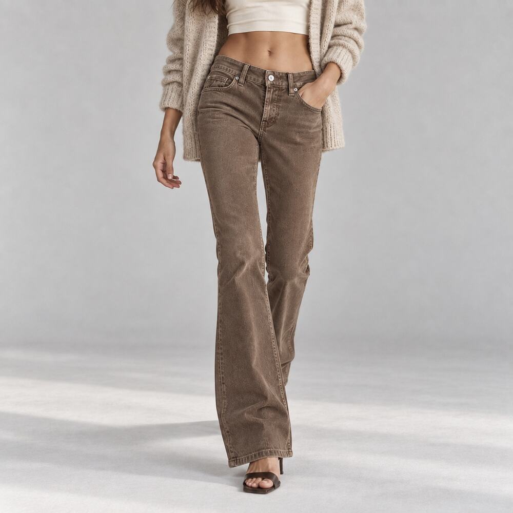 Vince Brown Corduroy Flared Low-rise Full Length Pants Women's 26